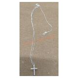 Cross necklace with diamond accents stamped 750