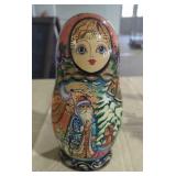 Vintage Hand Painted Russian Doll with Ornaments