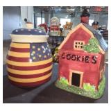 Schoolhouse & American Flag Cookie Jars