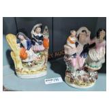 Staffordshire flat back pottery figures - Qty 2