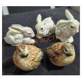 Vintage Goebel Quail & Rabbit Figurines