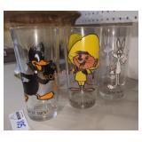 Vintage Loony Toons Character Glasses - Qty 3