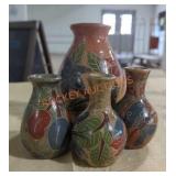 Nicaragua Hand Carved Signed Clay Vases