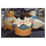 Cat + Goose Cookie Jars - Qty 3