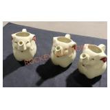 Shawnee pottery elephant creamers -Qty 3