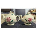 Two Shawnee Pink Floral Teapots