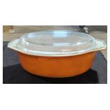 Orange Pyrex Milk Glass Casserole Dish