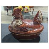 Vintage Hull Pottery Large Brown Chicken Tureen