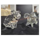 Clear Glass Pig Paperweights - Qty 2