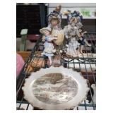 Vintage porcelain figurines and plate