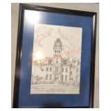 West Virginia University Framed Original Drawing