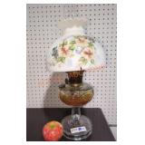 Vintage Handpainted Floral Hurricane Oil Lamp