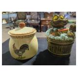 Vintage Rooster & Frog in Washtub Cookie Jars