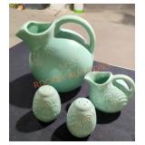 Vintage Shawnee teal pottery lot