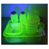 Vintage Yellow Uranium Glass Dish Lot