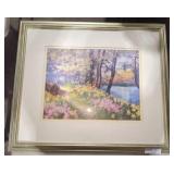 "Lake & Daffodils" Kaethe Hoeltzell Framed Art