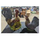 Ceramic Hen & Rooster Statues