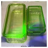 Uranium/Vaseline Glass Butter Dishes - Qty 2