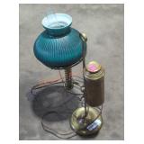 Vintage Teal Shaded Student Lamp