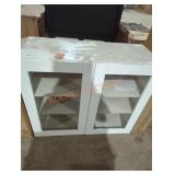 White glass door wall cabinet