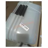 Three clear totes two lids