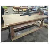 Large Wood Work Table with Attached Tools Large Wood Work Table with Attached Tools
