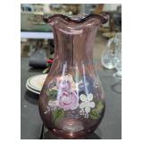 Cute Handpainted Purple Glass Vase Cute Handpainted Purple Glass Vase