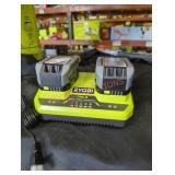 Ryobi 18v dual charger and 4 ah batteries