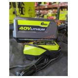 Ryobi 40v 6 ah battery and charger