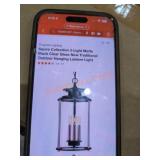 3 Light Matte Black Clear Glass Outdoor Hanging