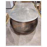 Silver Finish Hammered Metal Storage Coffee Table