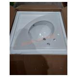 24" x 24" x 6" White Quartz and White Porcelain