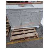 White marble single sink vanity