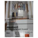 White Westport 25in closet kit with drawers