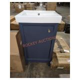 Blue Vanity With Marble Sink Top APPROX Blue Vanity With Marble Sink Top APPROX