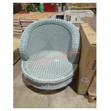 Blue outdoor oval wicker chair Blue outdoor oval wicker chair