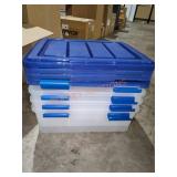 (4) Clear Totes With Locking Lids (4) Clear Totes With Locking Lids