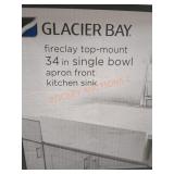 34" Single Bowl Apron Front Kitchen Sink