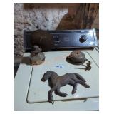 Vintage Door Bell, Horse Decor and Oil Lamp Vintage Door Bell, Horse Decor and Oil Lamp