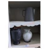 Vases and Enamel Ware Pitcher Vases and Enamel Ware Pitcher