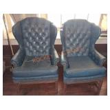 Blue Faux Leather Office Chairs - Qty 2 Blue Faux Leather Office Chairs - Qty 2