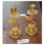 MCM Brass Koi Candle Stick Holders MCM Brass Koi Candle Stick Holders