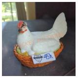 Vintage Painted Milk Glass Hen on Nest Vintage Painted Milk Glass Hen on Nest