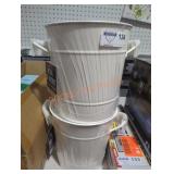 2 metal white ice buckets 2 metal white ice buckets