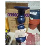 2 blue candle holders 2 blue candle holders