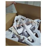 Box of white plastic hangers Box of white plastic hangers