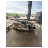 Microwave, utility shelf, rugs, American window