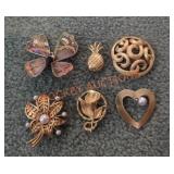 Gold Toned Costume Brooches