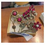 Vintage Floral Costume Jewelry Brooches
