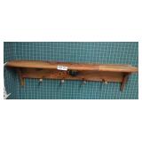 Wood Shelf with Coat Hooks